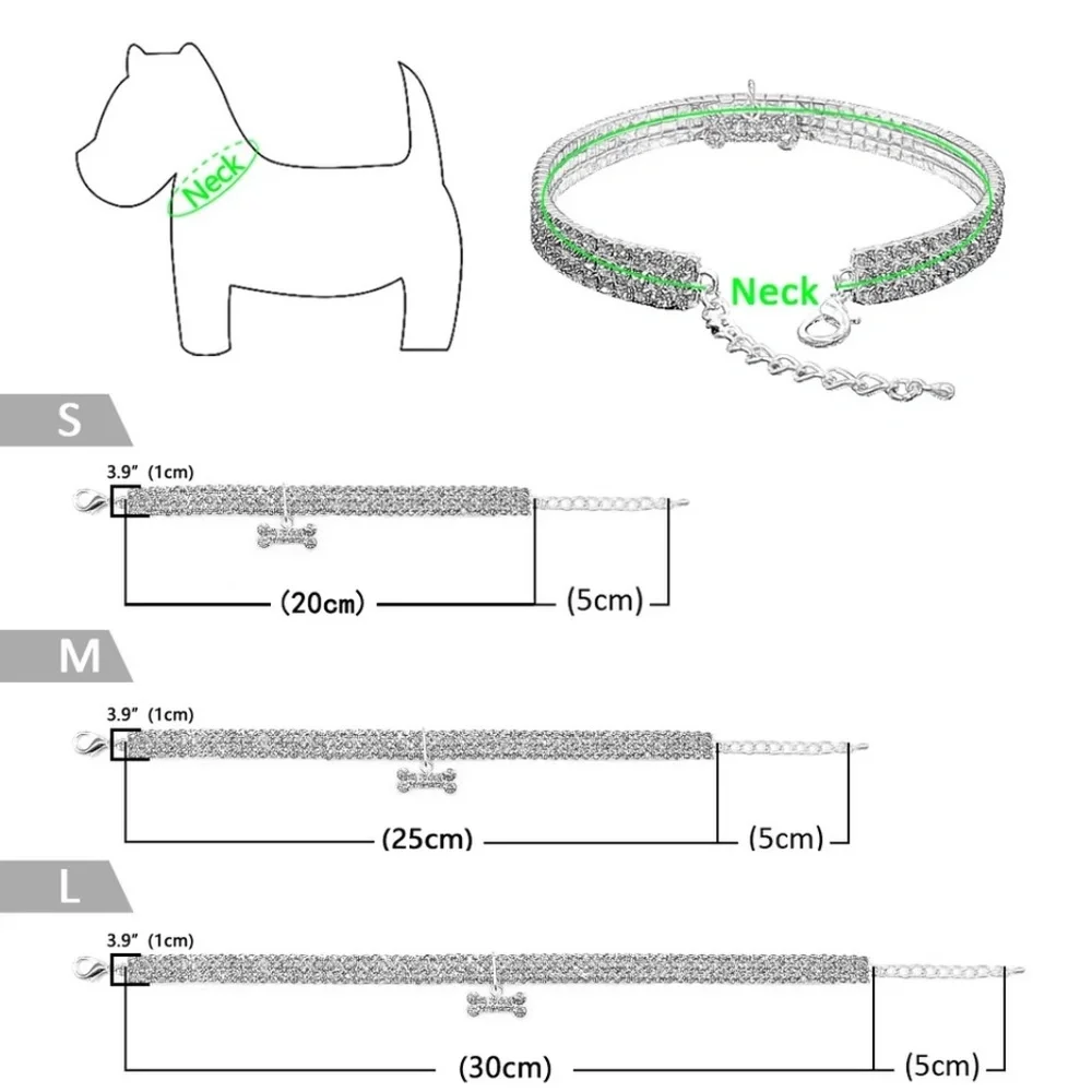 Heart Shape Cat collar & Dog collar Rhinestone adjustable Necklace